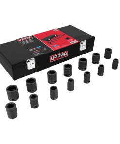 Juego de dados de impacto cuad ro de 1/2 in, 6 puntas, métricos , 15 piezas