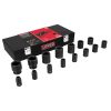 Juego de dados de impacto cuad ro de 1/2 in, 6 puntas, en pulga das, 15 piezas en caja
