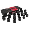 Juego de dados de impacto cuad ro de 3/4 in, 6 puntas, métricos ,caja metálica, 15 piezas