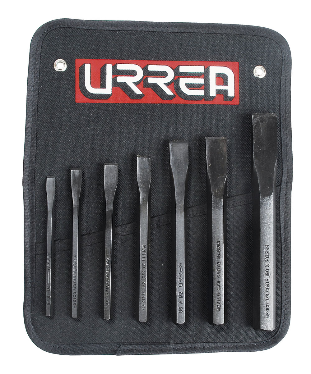Juego de 7 cinceles 1/4 in-3/4 in Urrea