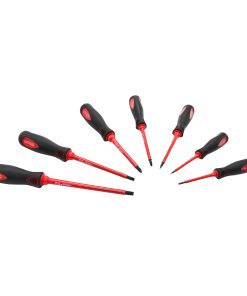 Juego de destornilladores con mango bimaterial 1000 V combin ados, punta maquillada, 7 piez