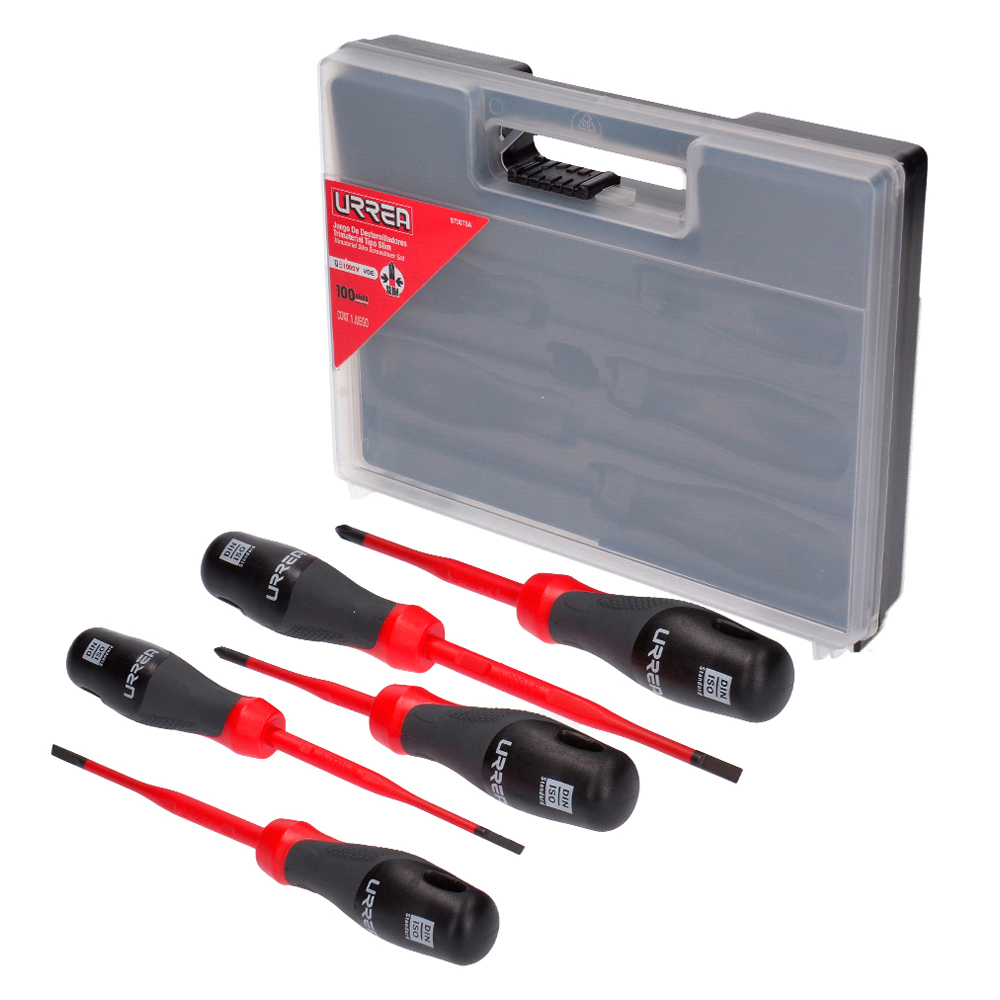 Juego 5 destornilladores trimaterial 1000V tipo slim Urrea