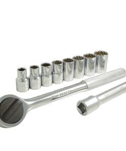Surtek Juego de 10 dados y accesorios en pulgadas 1/2 in