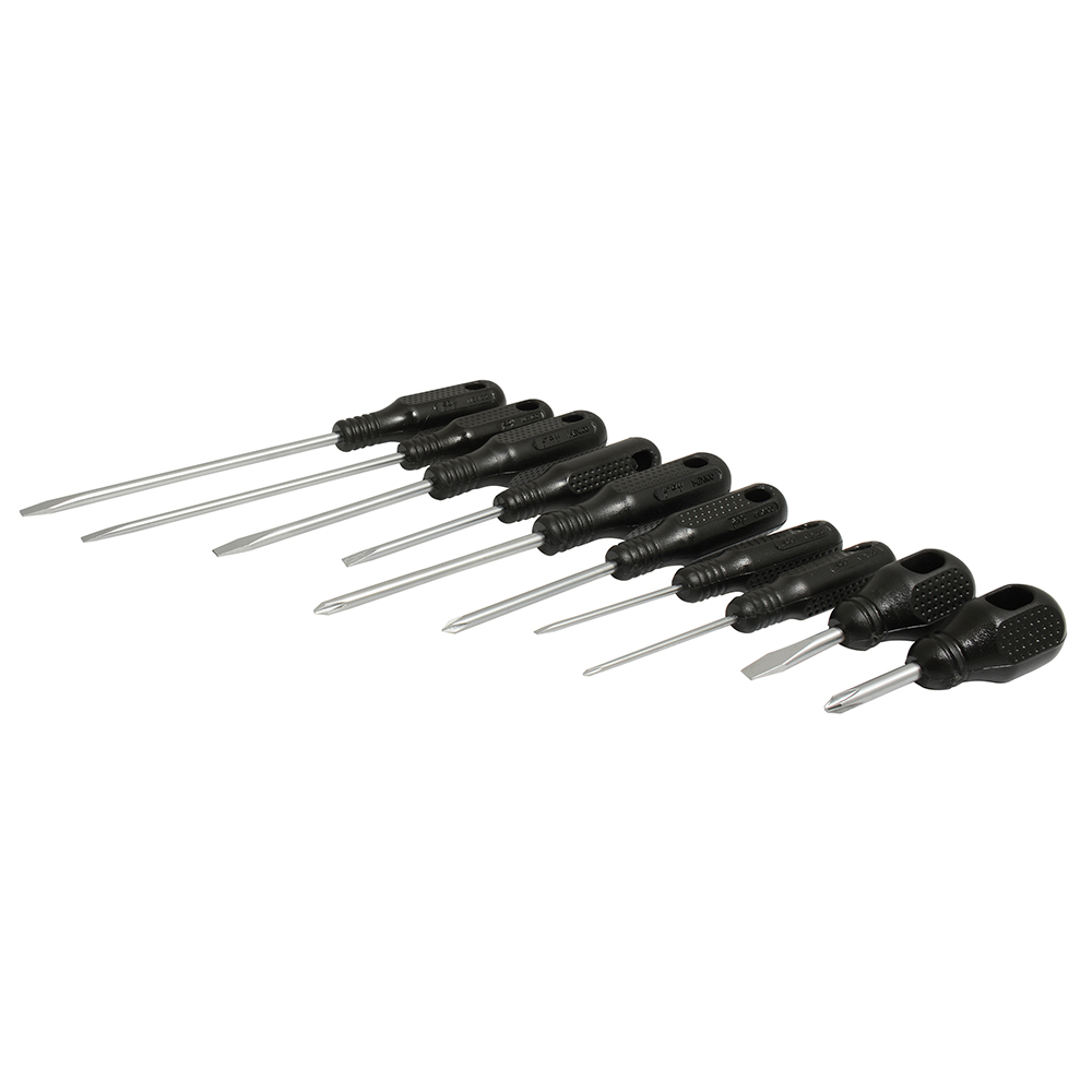 Juego de 10 destornilladores negros combinado Foy