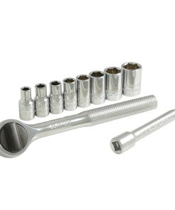 Surtek Juego de 10 dados y accesorios en pulgadas 1/4 in