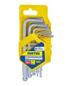 Juego de 7 llaves hexagonales  inL in en pulgadas en rack Surtek