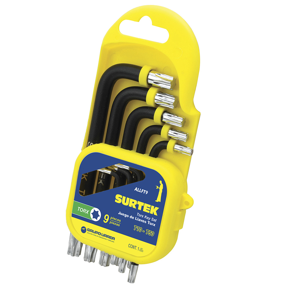 Juego de 9 llaves hexagonales Torx® rack Surtek
