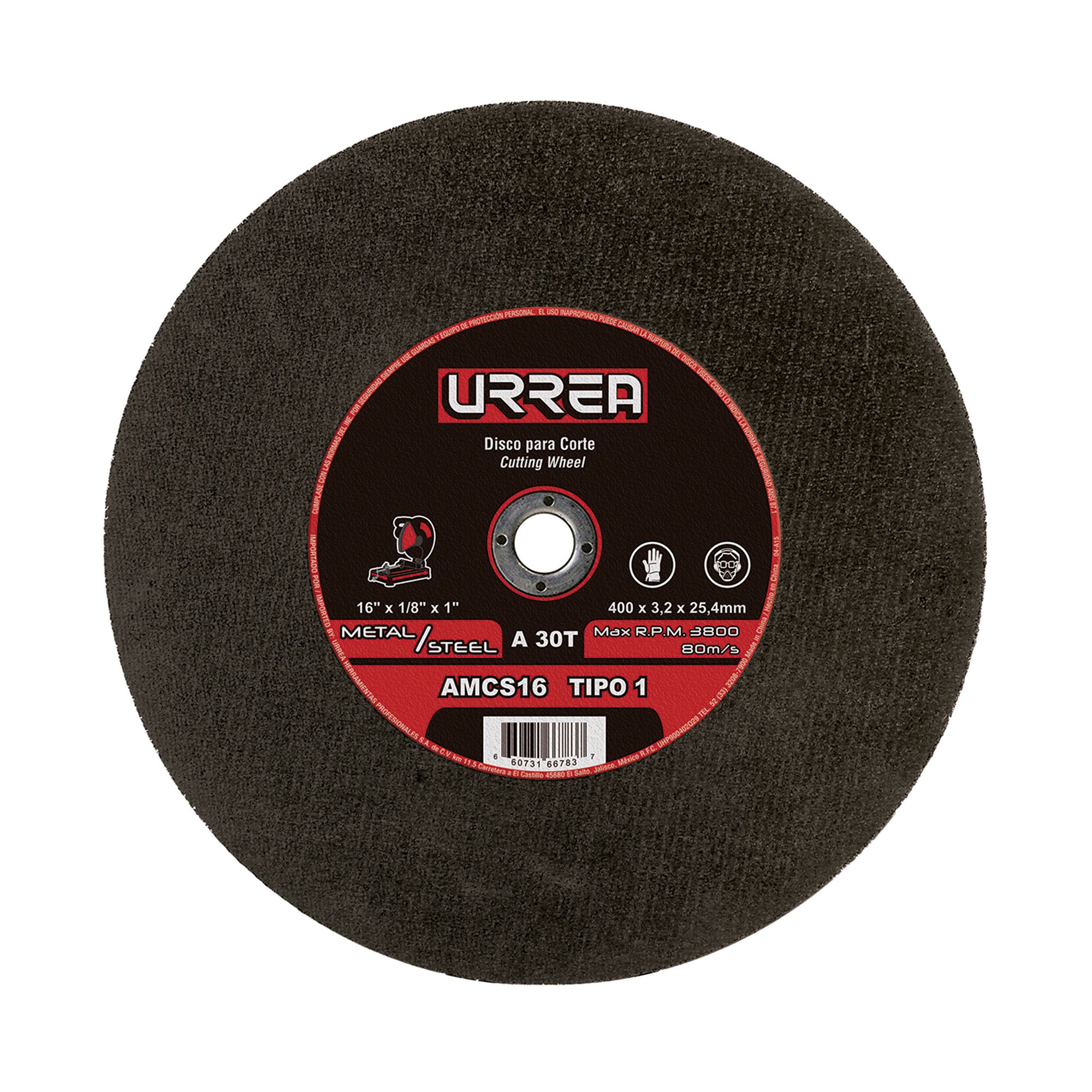 Disco t/1 metal16x1/8 in gral Urrea