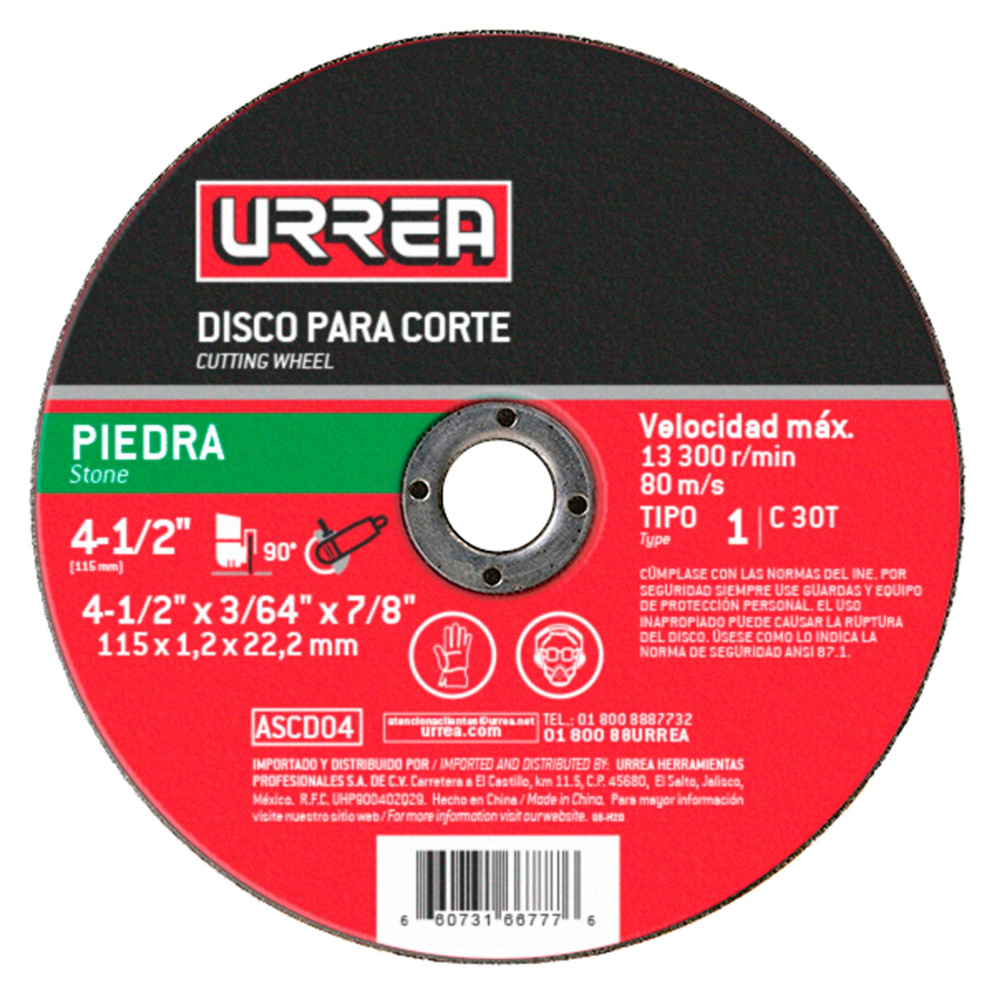 Disco t/1 piedra4-1/2x3/64gral Urrea