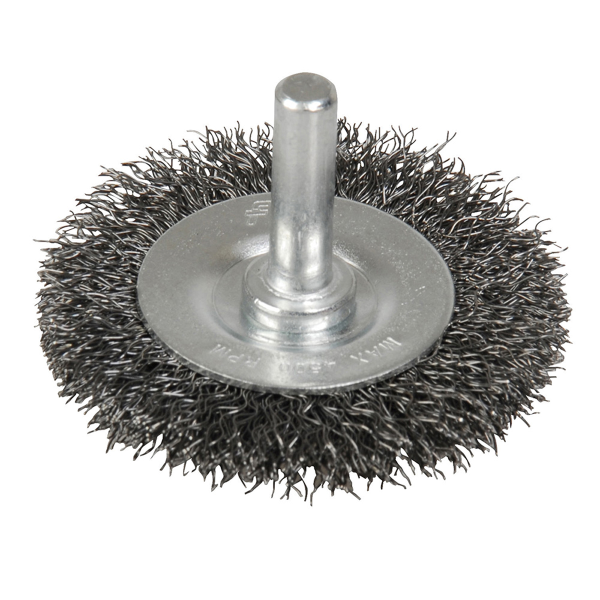 Carda copa ondulada alambre fi no circular ondulada 2 in x 0.17 mm con zanco 1/4 in