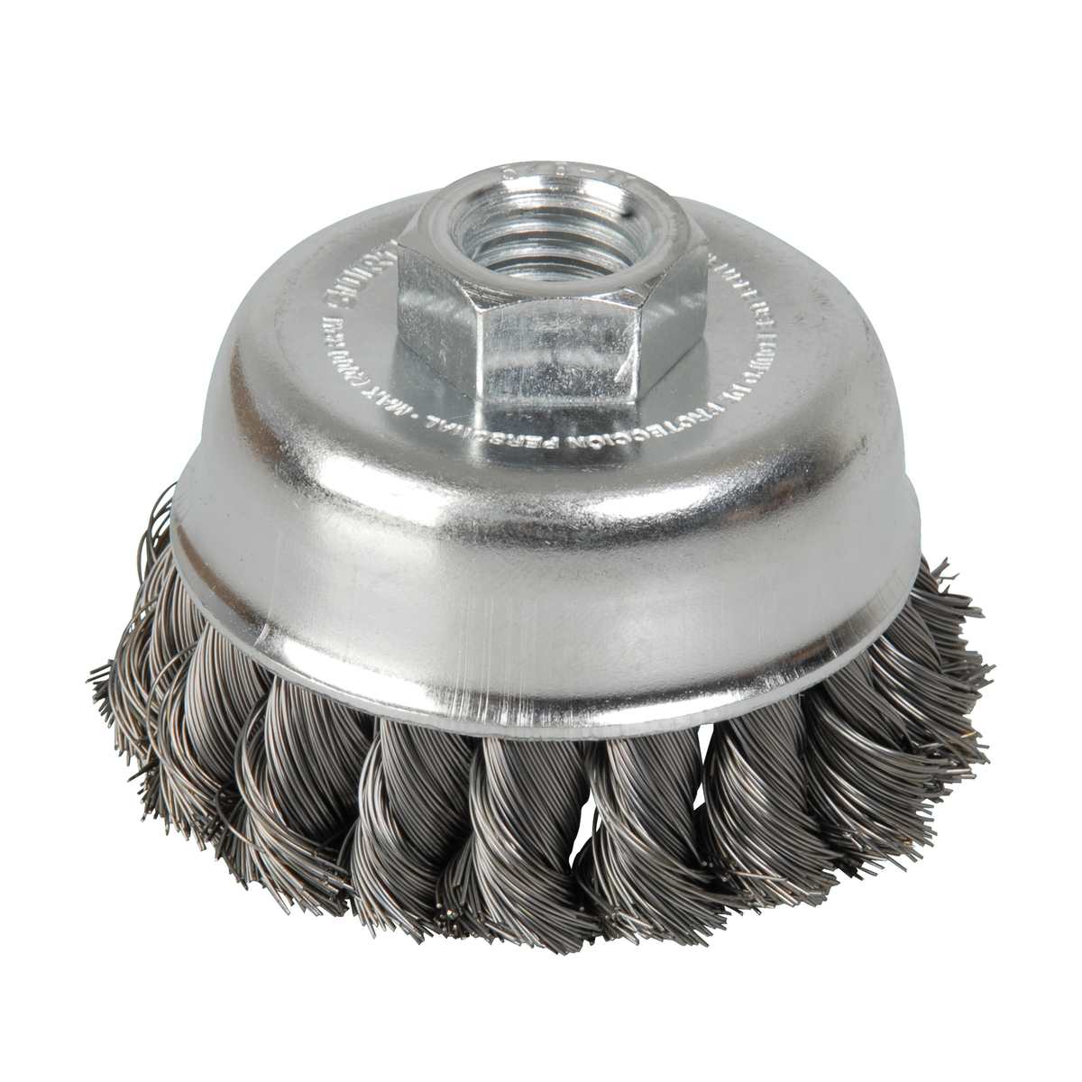 Carda copa trenzada alambre de lgado 3 in x 0.35 mm con rosca M 14