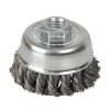 Carda copa trenzada alambre de lgado 4 in x 0.35 mm con rosca M 14