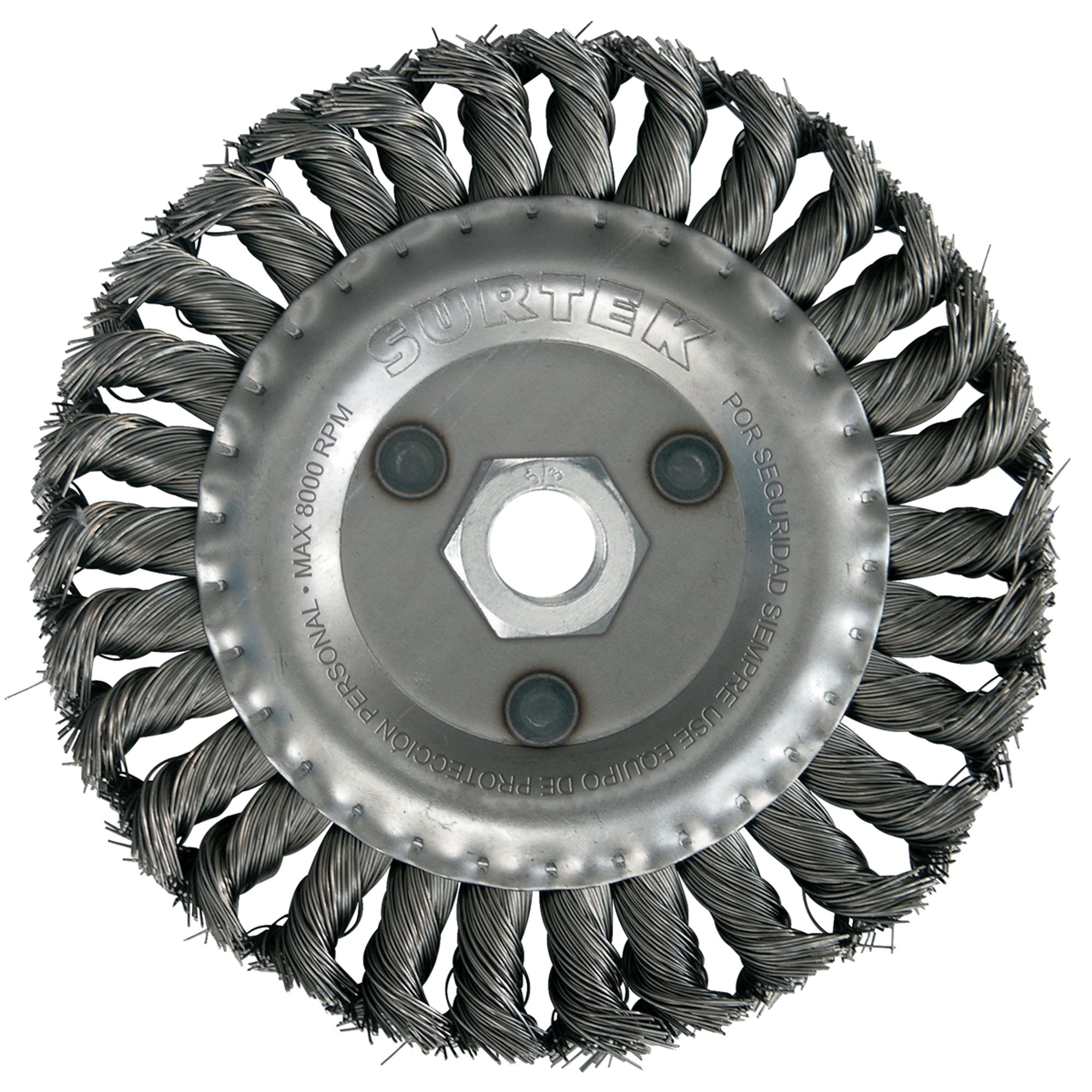 Carda circular trenzada alambr e grueso 6 in x 0.51 mm con rosc a 5/8 in