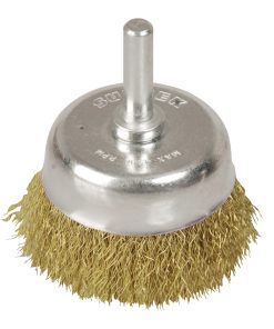 Carda copa ondulada alambre de lgado 3/4 in x 0.30 mm con zanco 1/4 in