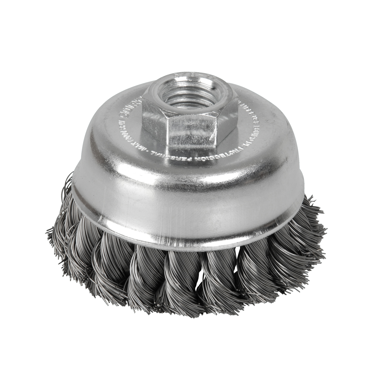 Carda copa trenzada alambre gr ueso 4 in x 0.50 mm con rosca 5/ 8 in