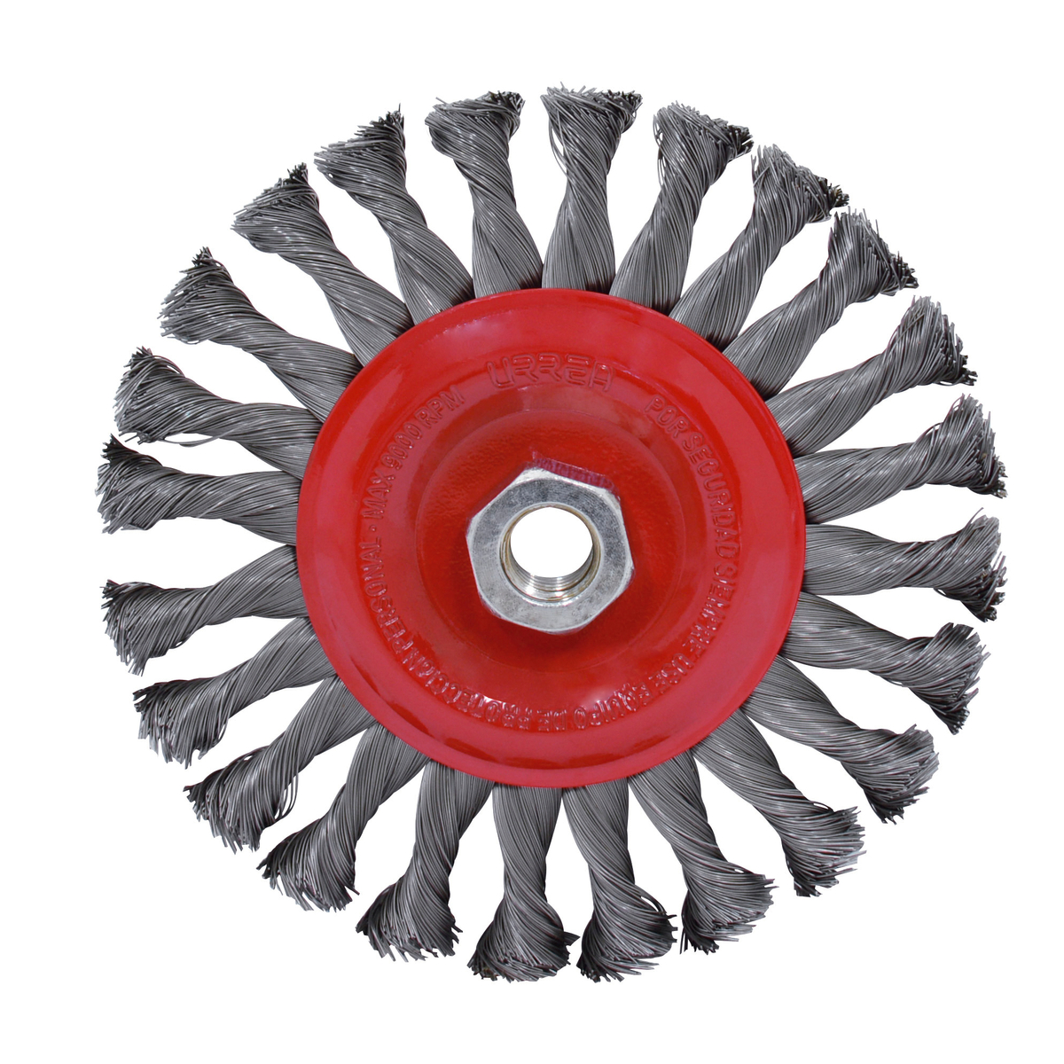 Carda circular trenzada alambr e delgado 4 in x 0.35 mm con ros ca 5/8 in