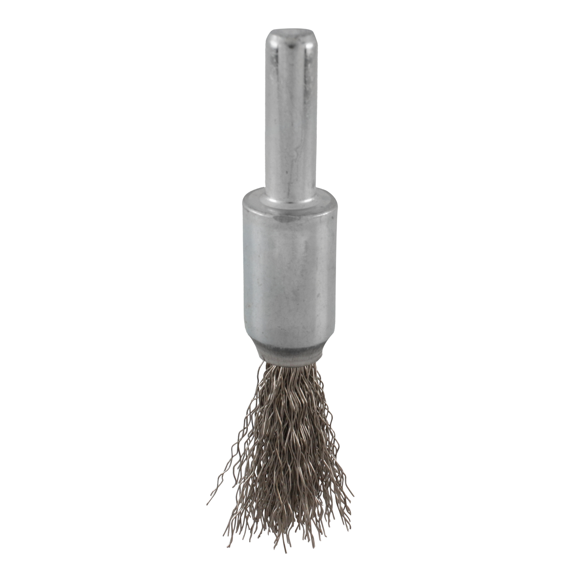 Carda tipo brocha ondulada ala mbre fino de acero inoxidable 1/2 in x 0.20 mm con zanco 1/4 in