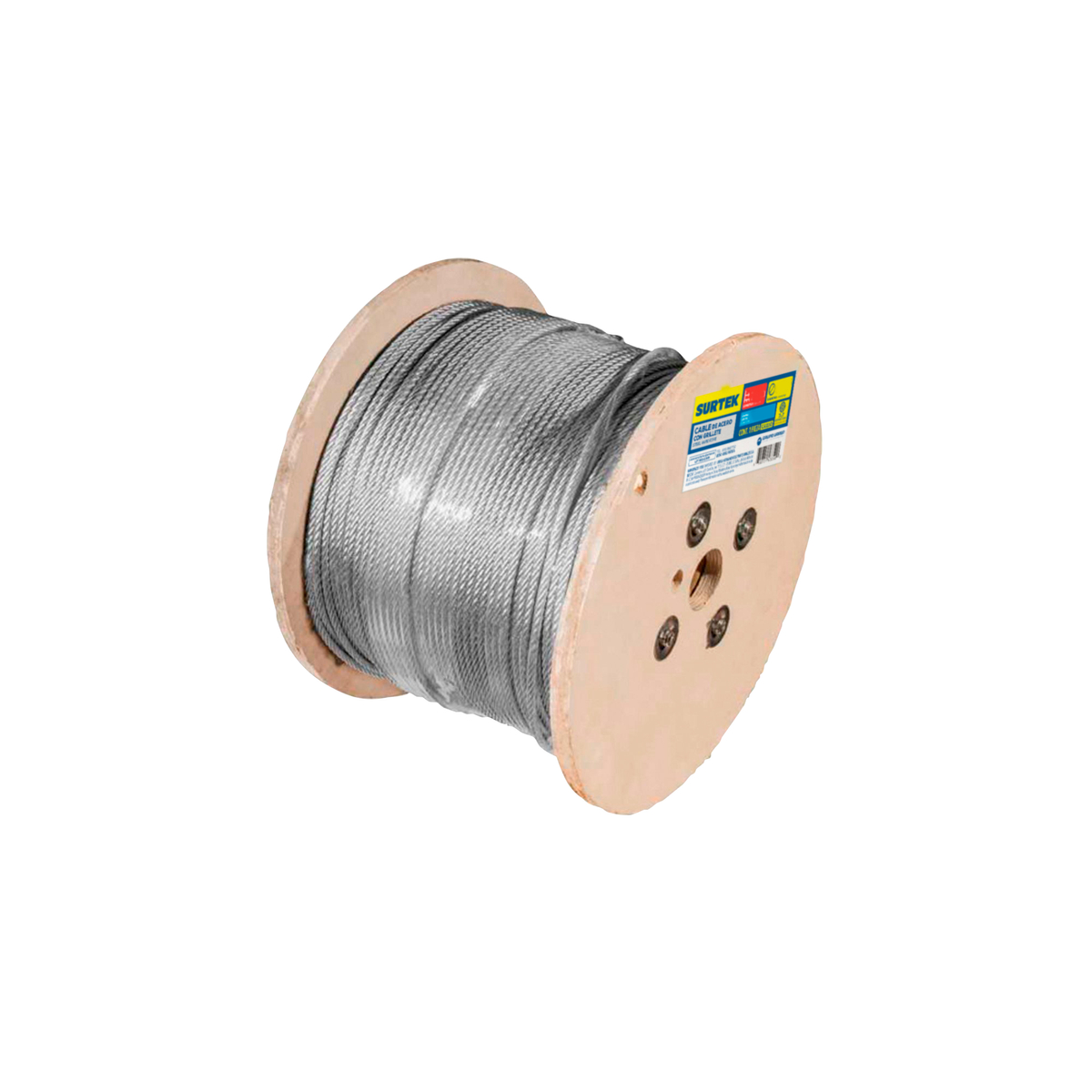 Cable de acero con grillete 7 x 7 hilos, 3/16 in x 300 m