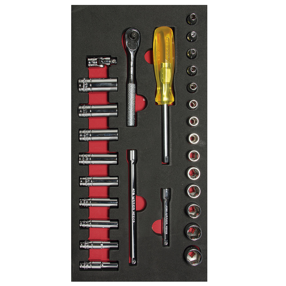 Juego dados y acc 1/4 in Métricos cortos & largos 28 pzs Urrea