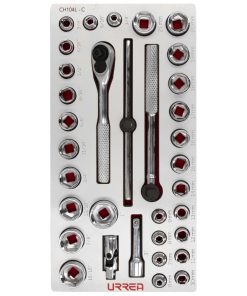 Jgo dados y accesorios 35 pzas 3/8 in módulo laminado Urrea.