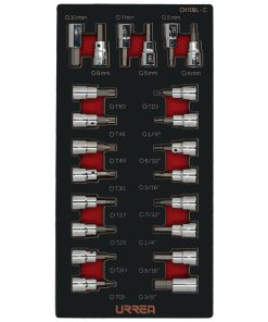 Juego dados punta torx hex SAE & Métricos 3/8 in 22 pzs Urrea