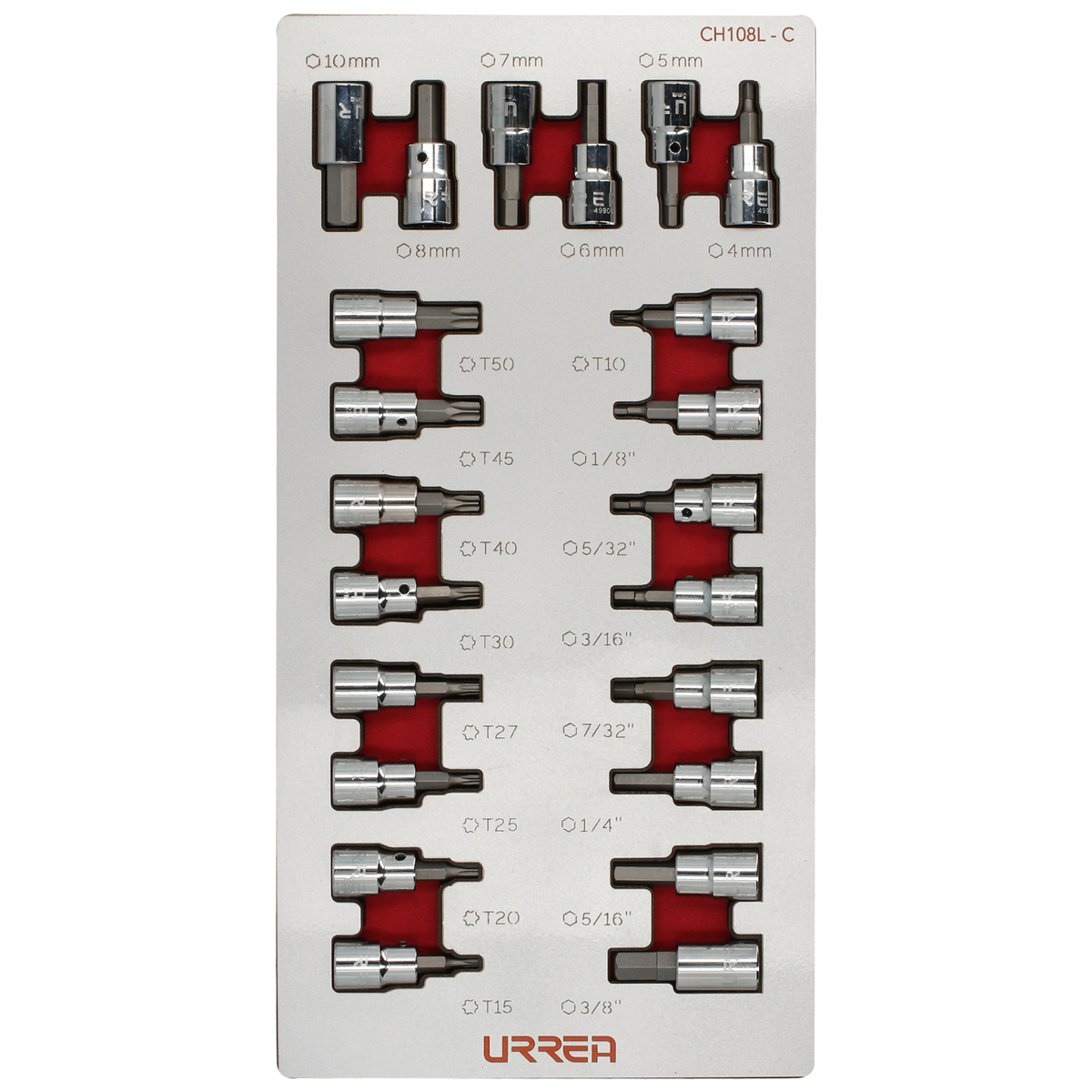 Juego dados con punta 22piezas 3/8 in Urrea.