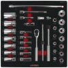 Juego dados y acc. 3/8 in SAE cortos & largos 35 pzs Urrea