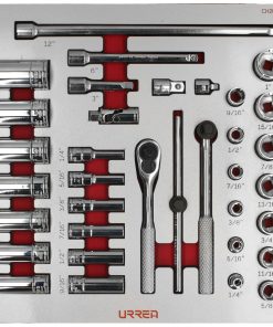 Jgo dados y accesorios inch 35pzas 3/8 módulo laminado Urrea.