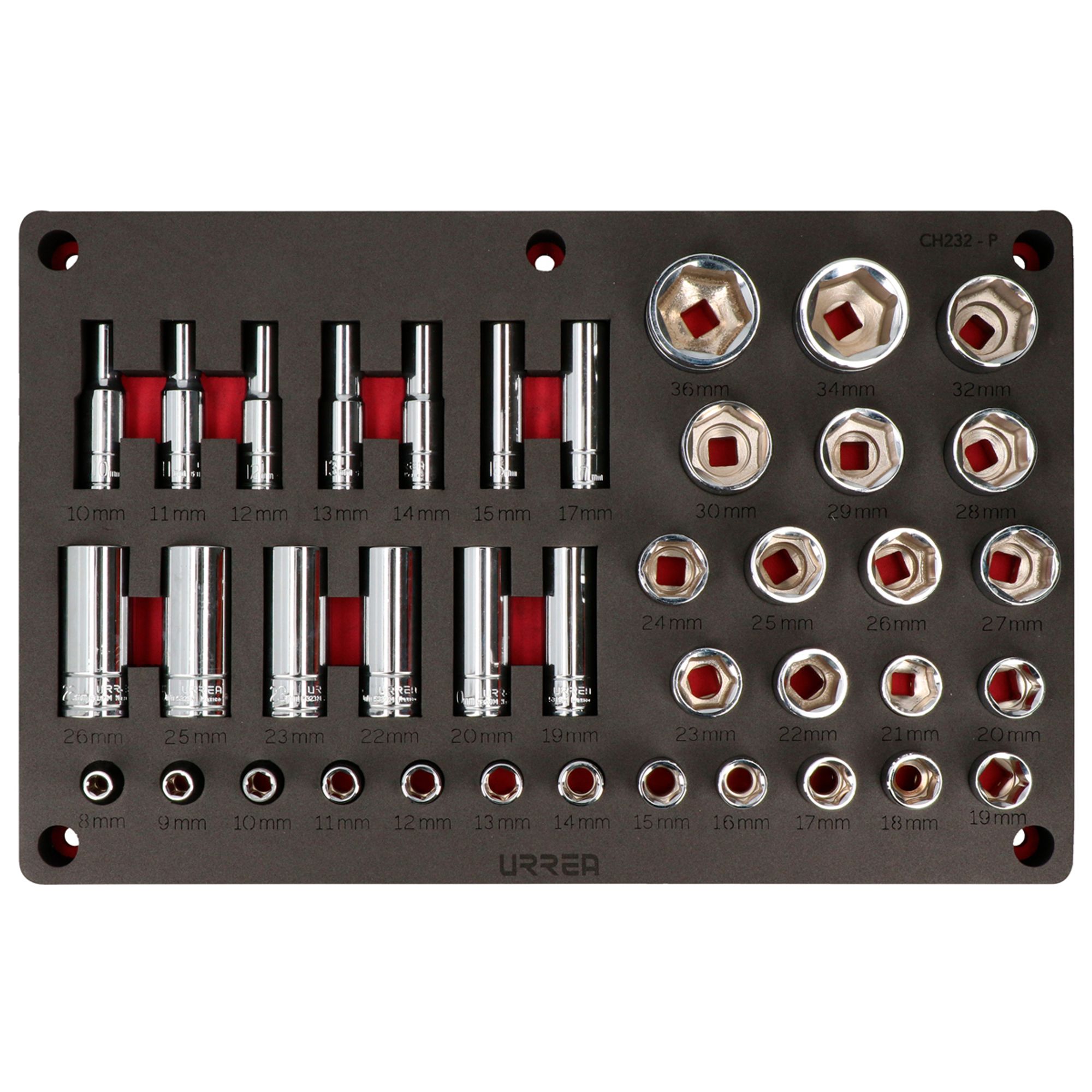Juego de 39 dados métricos 1/2 in Urrea