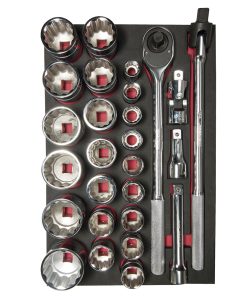 Juego de dados y acc. Cuadro 3/4 in - SAE 27 pzs Urrea