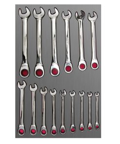 Juego 15 llave combinadas matraca mm Urrea.