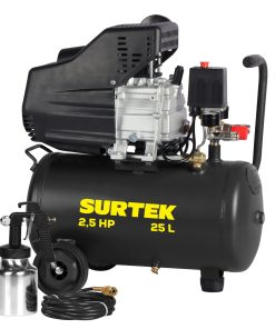 Compresor de aire eléctrico lu bricado con pistola y manguera 25 Lt 2.5 HP, 120 V