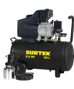 Compresor de aire eléctrico lu bricado con pistola y manguera 50 Lt 3 HP, 120 V
