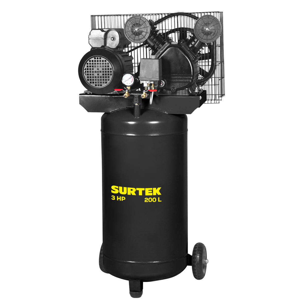 Compresor de aire eléctrico co n transmisión de banda vertica l 200L, 3HP, 200V