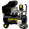 Kit de compresor de aire horizontal con capacidad del tanque de 25 L, presión máxima de trabajo de 115 psi, caudal máximo de 224 L/min, voltaje de 120 V, frecuencia de 60 Hz y potencia de 2 HP Surtek