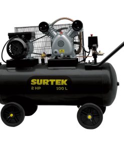 Compresor de aire horizontal con capacidad del tanque de 100 L, presión máxima de trabajo de 115 psi, caudal máximo de 206 L/min, voltaje de 120 V, frecuencia de 60 Hz y potencia de 2 HP Surtek
