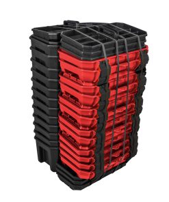 Juego de cajas portahta plásti c con broches plásticos y char ola ngo tapa rja 19 inx10 in,15 pz