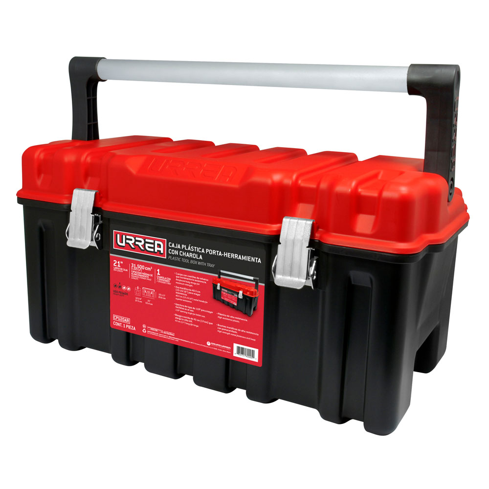 Caja plástica portaherramientas tapa roja Urrea