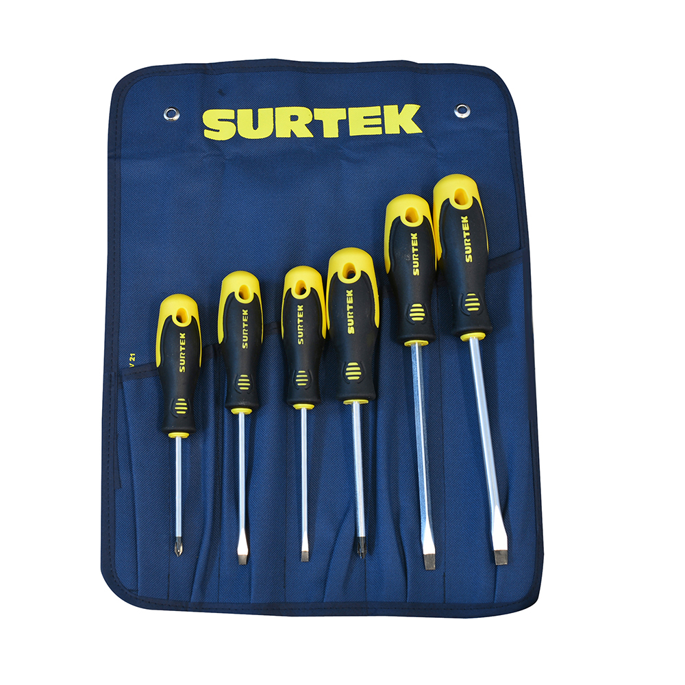Surtek Juego 6 destornilladores bimaterial estuche comb.