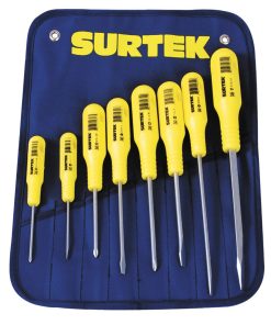 Surtek Juego de 8 destornilladores amarillos combinado