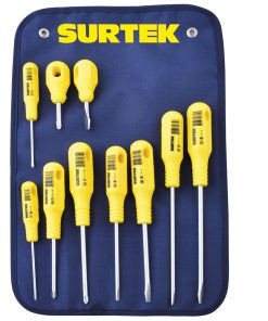 Surtek Juego de 10 destornilladores amarillos combinado