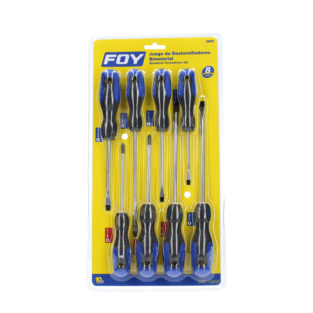 Juego 8 Destornillador bimaterial Foy