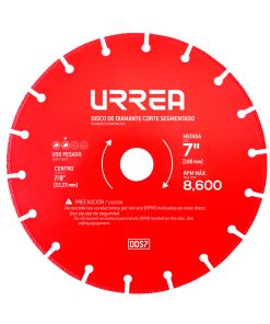 Disco de diamante segmentado multicorte de 7 in eje de 7/8 in para esmeriladora angular, 13 200 rpm Urrea