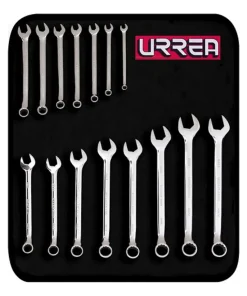 Juego de 15 llaves combinadas satinadas métricas Urrea 1200FMA
