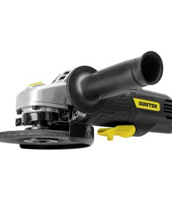 Esmeriladora angular de 4-1/2 in con potencia de 550 W, voltaje de 120 V y frecuencia de 60 Hz, con eje de disco de 5/8 in, y velocidad de 11,000 r/min. Surtek