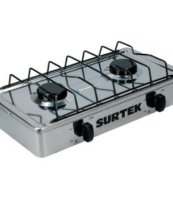 Estufa de gas con 2 quemadores 100% acero inoxidable Surtek