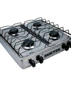 Estufa de gas con 4 quemadores 100% acero inoxidable Surtek