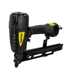 Engrapadora neumática con una presión máxima de 120 PSI, capacidad de grapas 50 pc, corana de 7 1/16 in, longuitud de grapa 3/8 in - 2 in (9 - 54 mm) y peso de 2.2 kg.