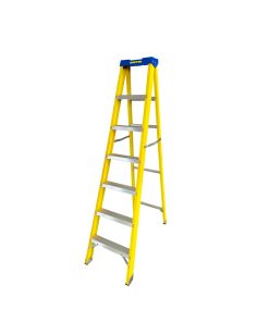 Escalera de tijera tipo II de fibra de vidrio con 6 peldaños