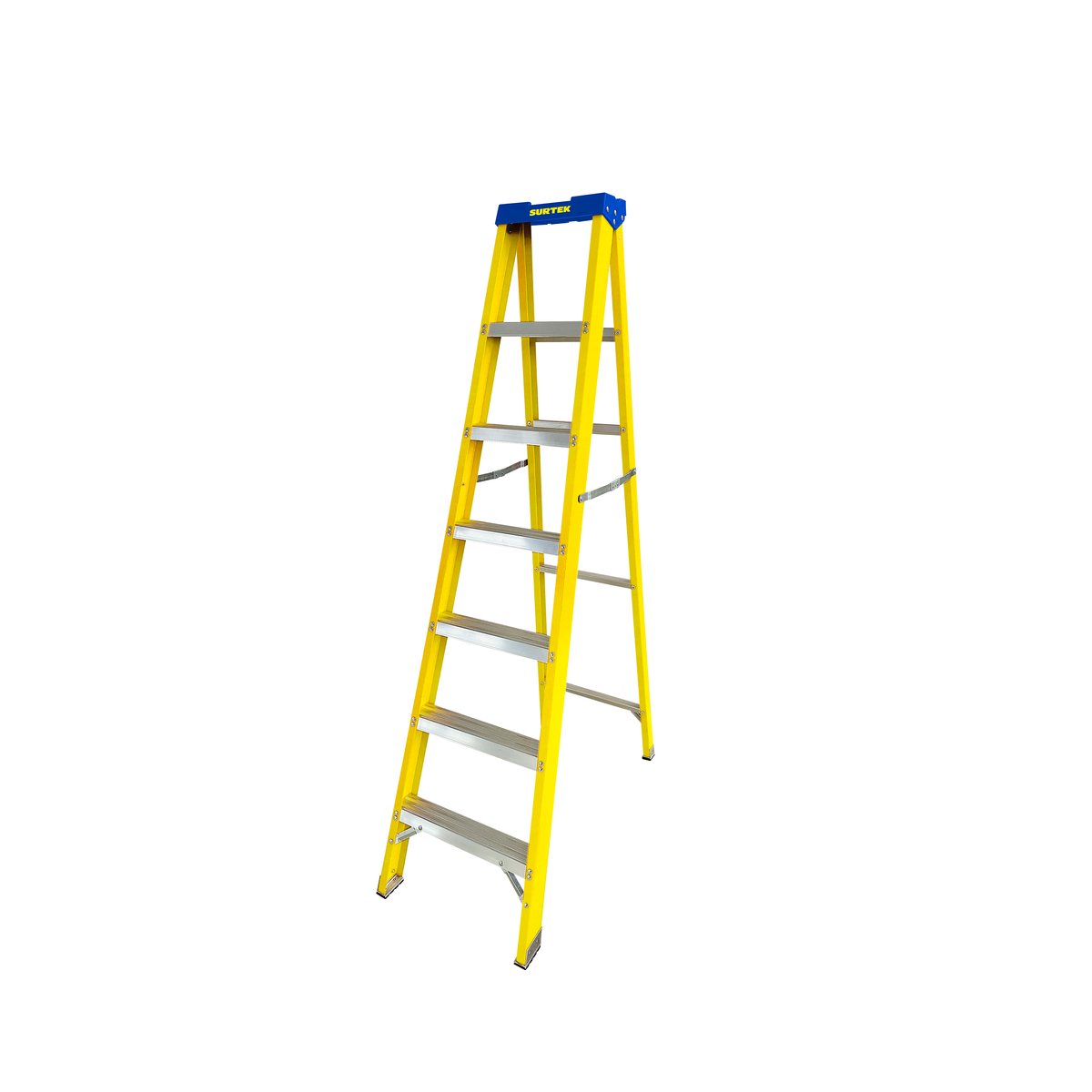 Escalera de tijera tipo II de fibra de vidrio con 6 peldaños